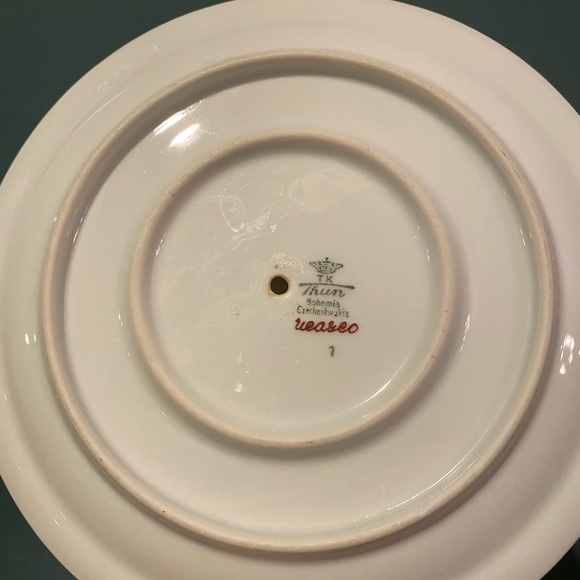 Vintage TK Thun Gravy Boat Czechoslovakia Attached Plate Athena Brown Blocks - Picture 6 of 7